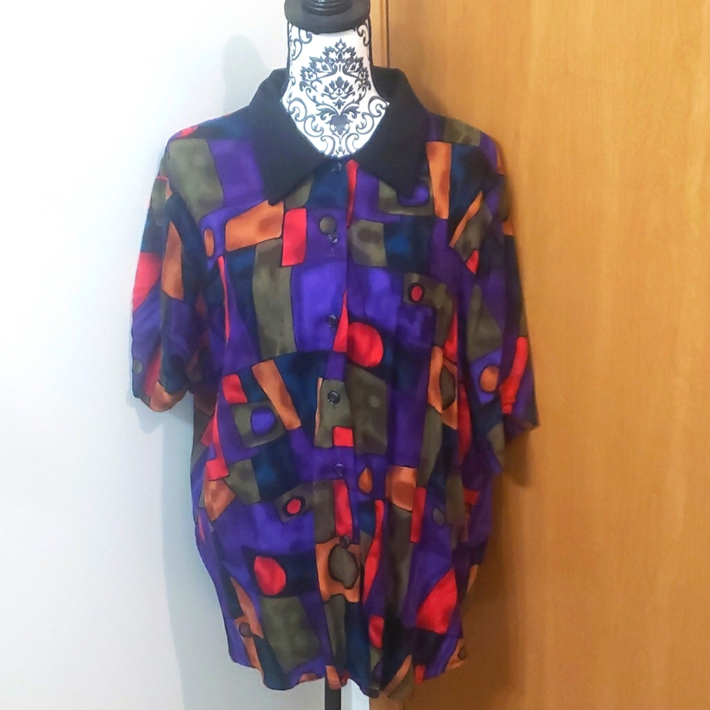 Cabrais  purple and red print Top size 20w